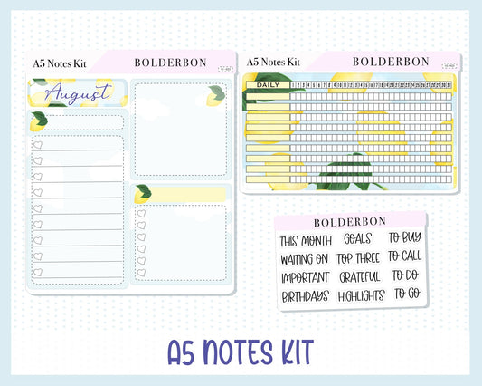A5 AUGUST Notes Kit || Planner Sticker Kit
