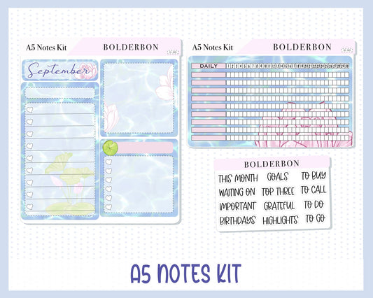 SEPTEMBER A5 NOTES KIT || "Koi Pond" Planner Sticker Kit