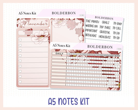 NOVEMBER A5 NOTES KIT  || "Pieces of Fall" Planner Sticker Kit