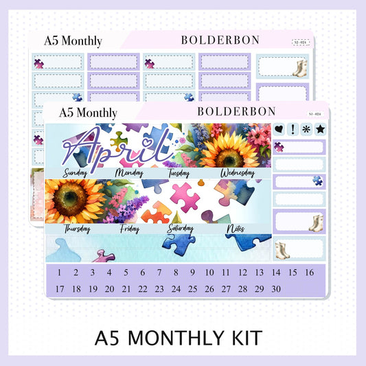 APRIL A5 MONTHLY KIT || Planner Stickers for Erin Condren