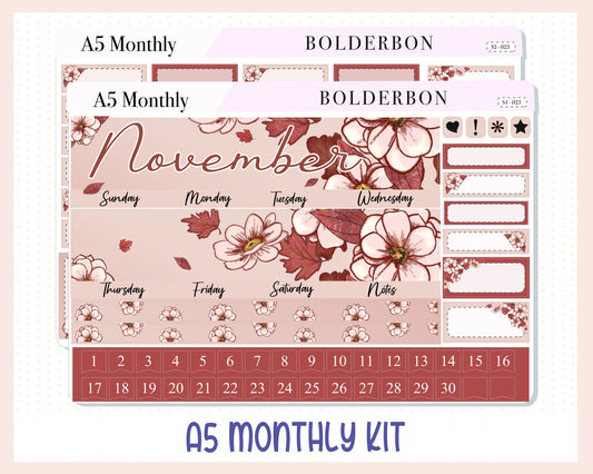 NOVEMBER A5 MONTHLY KIT || Planner Stickers for Erin Condren