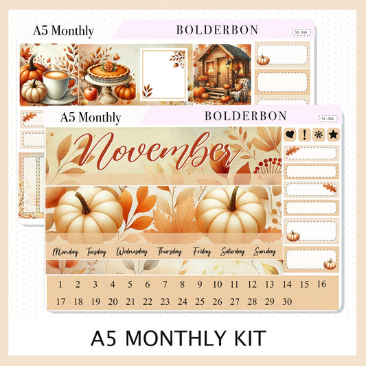 NOVEMBER A5 MONTHLY KIT || Planner Stickers for Erin Condren