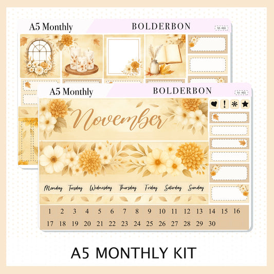 NOVEMBER A5 MONTHLY KIT || Planner Stickers for Erin Condren