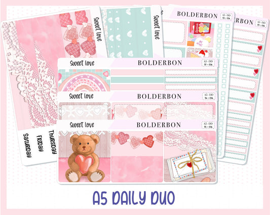 SWEET LOVE || A5 Daily Duo Planner Sticker Kit