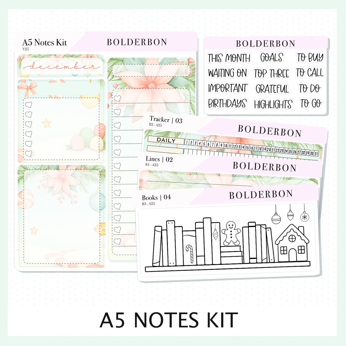 DECEMBER A5 Notes Kit || New Layout 2025/2026, Planner Sticker Kit for Erin Condren Planners, Candy Lane Theme