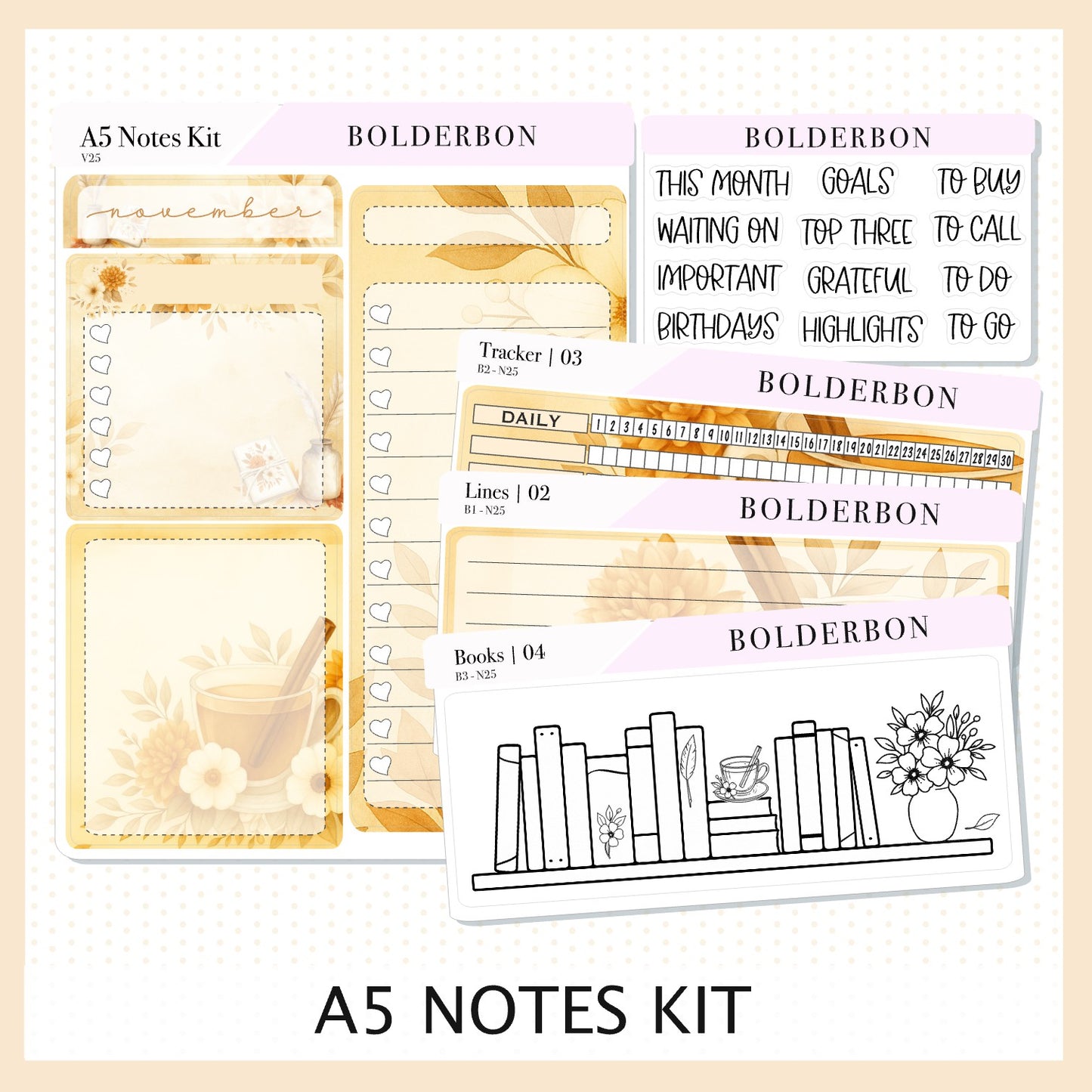 NOVEMBER A5 Notes Kit || New Layout 2025/2026, Planner Sticker Kit for Erin Condren Planners, Fall View Theme