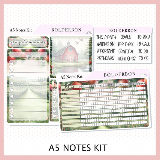 SEPTEMBER - A5 NOTES KIT || Compact Vertical, A5 Daily Duo, A5 Horizontal, Planner Stickers