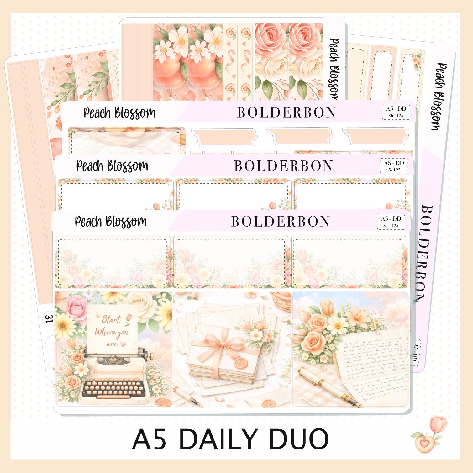 PEACH BLOSSOM A5 Daily Duo || EC Planner Sticker Kit – Bolderbon