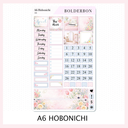 APRIL A6 Hobonichi || Elegant Planner Stickers, Pastel Spring Edit Vibe