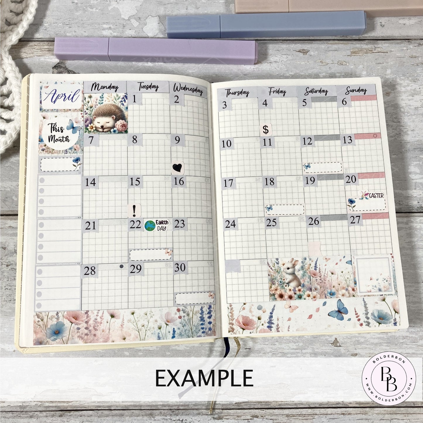 JULY A6 Hobonichi || Shoreline Monthly Sticker Kit Planner Stickers