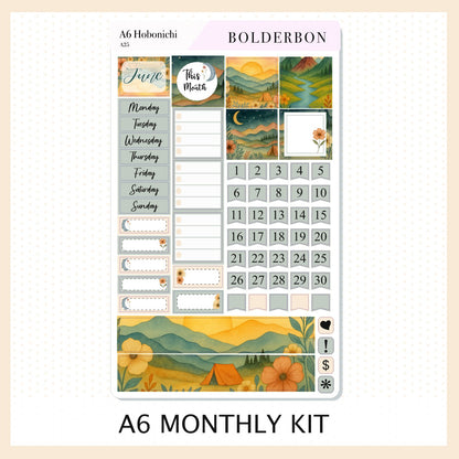 JUNE A6 Hobonichi || Dream Mountain Monthly Sticker Kit Planner Stickers