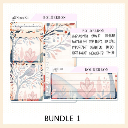 SEPTEMBER A5 Notes Kit || New Layout 2025/2026, Planner Sticker Kit for Erin Condren Planners, Windsong Theme