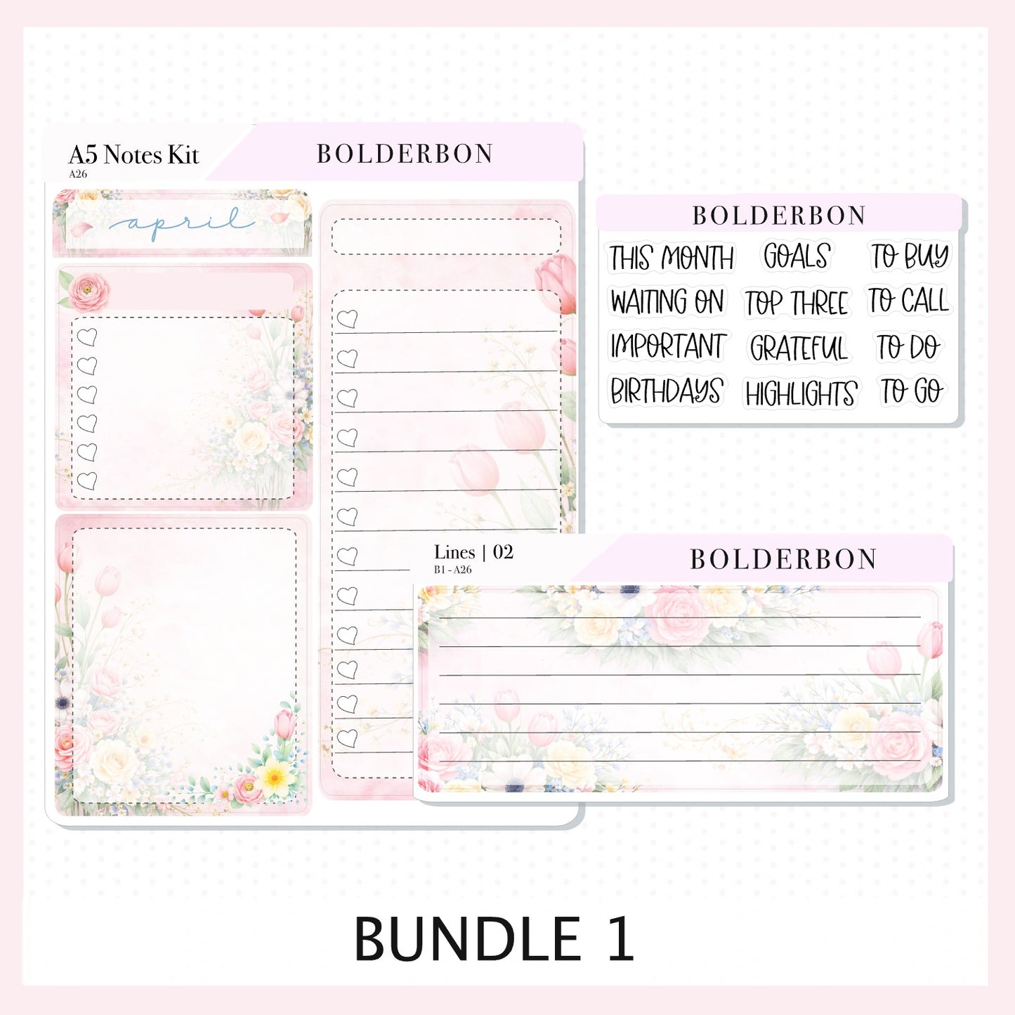 APRIL A5 Notes Kit || Hello Spring, Planner Sticker Kit for Erin Condren Planners