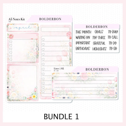 APRIL A5 Notes Kit || Hello Spring, Planner Sticker Kit for Erin Condren Planners