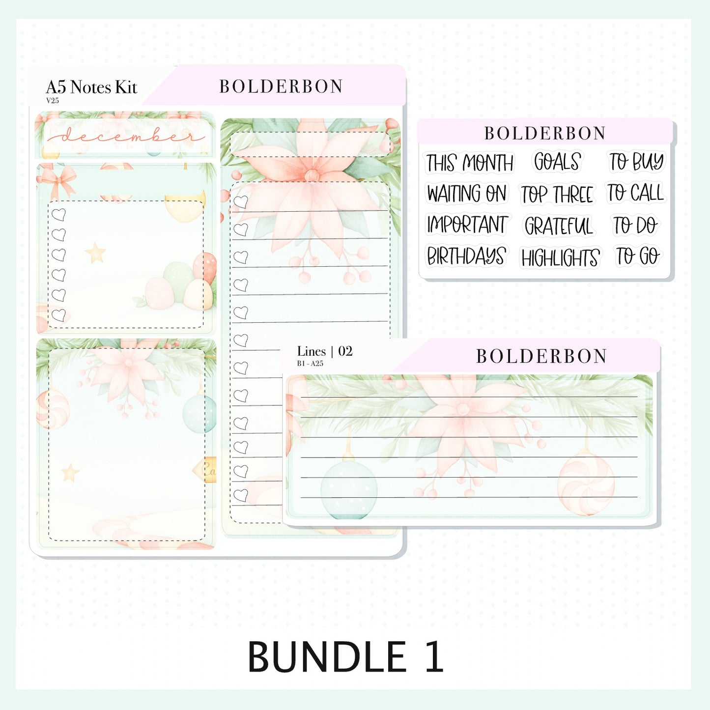DECEMBER A5 Notes Kit || New Layout 2025/2026, Planner Sticker Kit for Erin Condren Planners, Candy Lane Theme