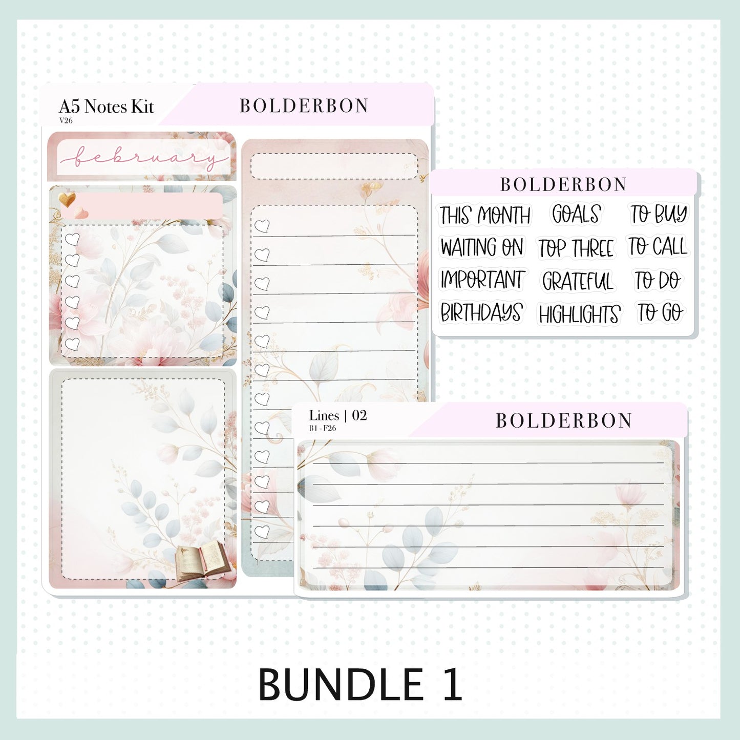 FEBRUARY A5 Notes Kit || Timeless Tales, Planner Sticker Kit for Erin Condren Planners