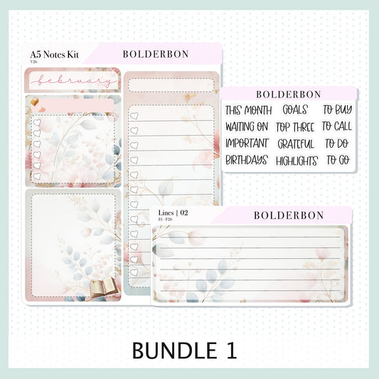 FEBRUARY A5 Notes Kit || Timeless Tales, Planner Sticker Kit for Erin Condren Planners