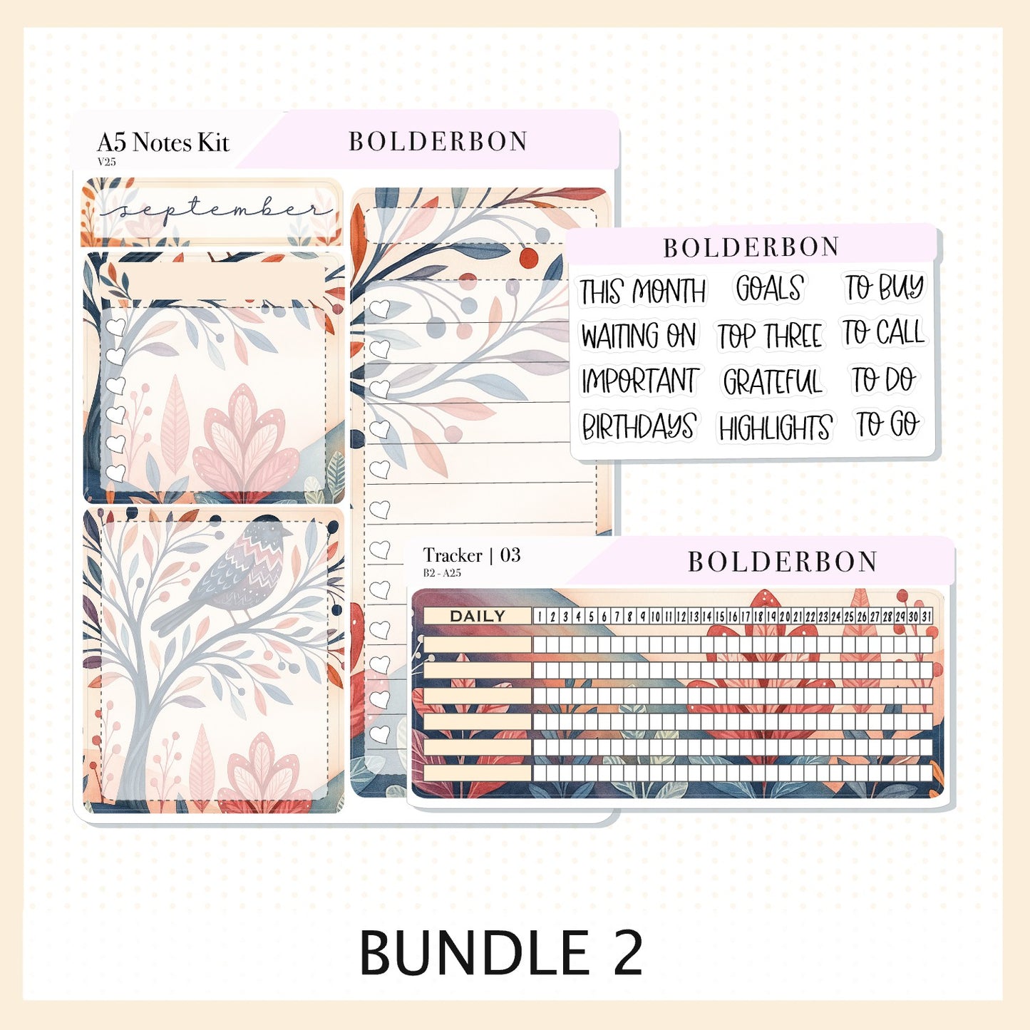 SEPTEMBER A5 Notes Kit || New Layout 2025/2026, Planner Sticker Kit for Erin Condren Planners, Windsong Theme