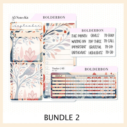 SEPTEMBER A5 Notes Kit || New Layout 2025/2026, Planner Sticker Kit for Erin Condren Planners, Windsong Theme