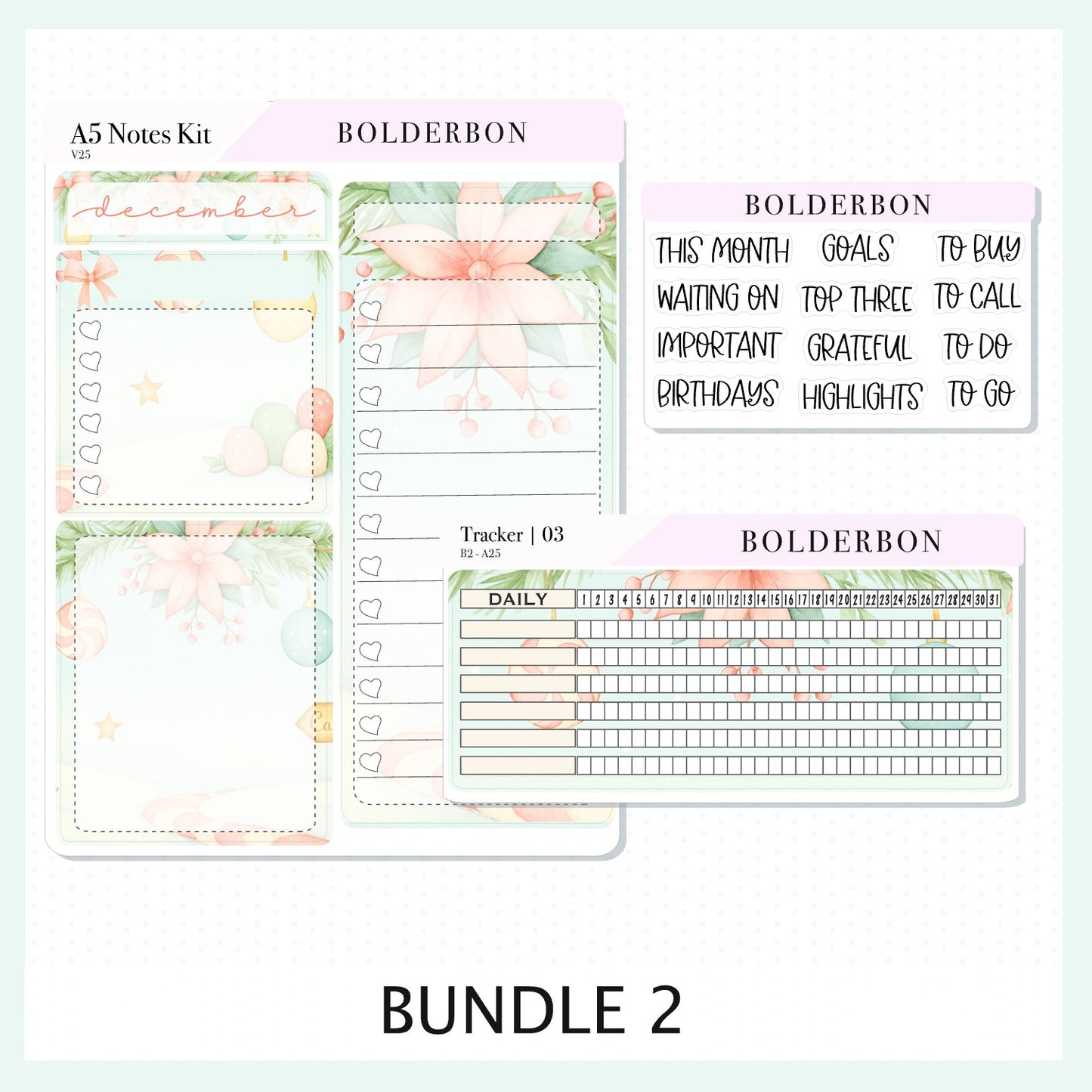 DECEMBER A5 Notes Kit || New Layout 2025/2026, Planner Sticker Kit for Erin Condren Planners, Candy Lane Theme