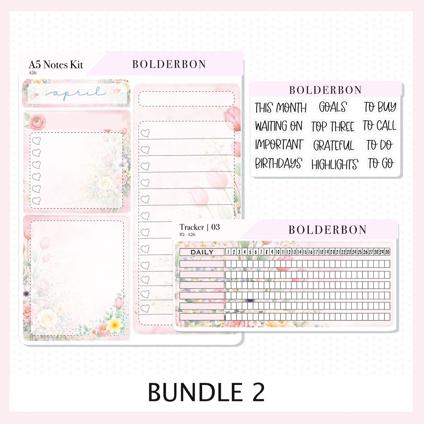 APRIL A5 Notes Kit || Hello Spring, Planner Sticker Kit for Erin Condren Planners