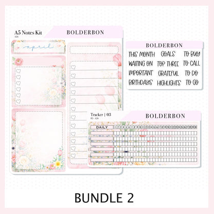 APRIL A5 Notes Kit || Hello Spring, Planner Sticker Kit for Erin Condren Planners