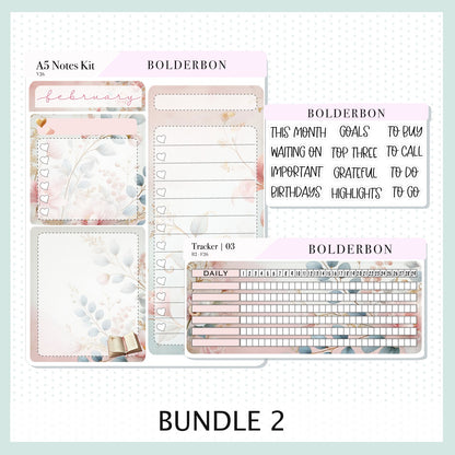 FEBRUARY A5 Notes Kit || Timeless Tales, Planner Sticker Kit for Erin Condren Planners