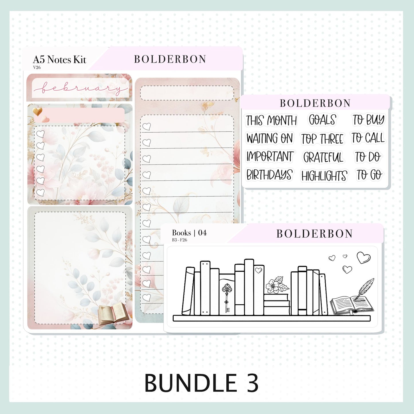 FEBRUARY A5 Notes Kit || Timeless Tales, Planner Sticker Kit for Erin Condren Planners