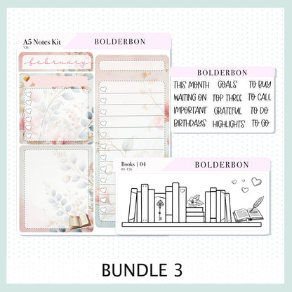 FEBRUARY A5 Notes Kit || Timeless Tales, Planner Sticker Kit for Erin Condren Planners
