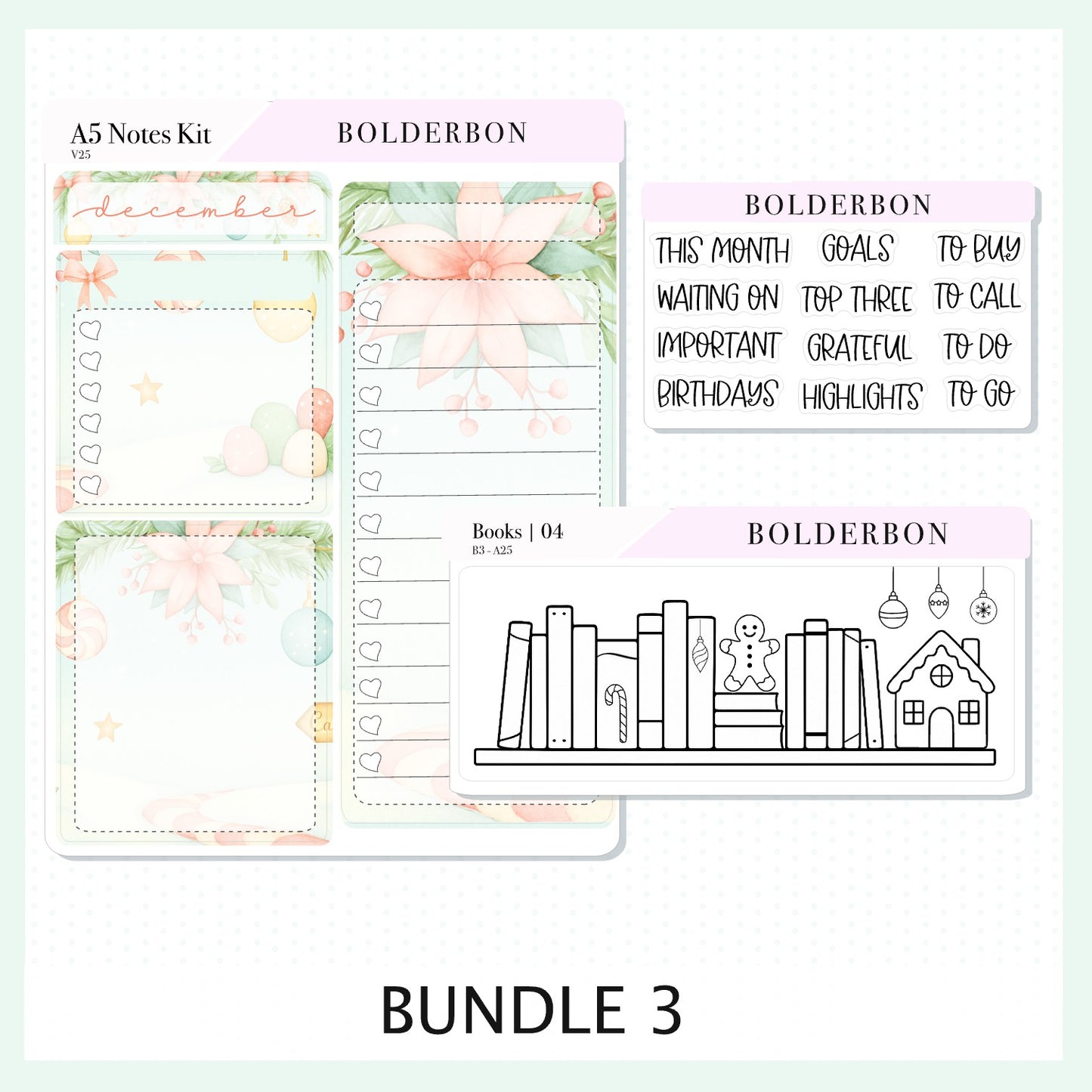 DECEMBER A5 Notes Kit || New Layout 2025/2026, Planner Sticker Kit for Erin Condren Planners, Candy Lane Theme