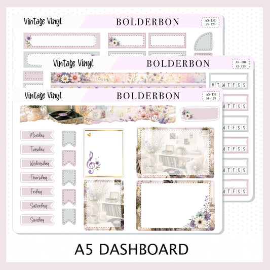 Vintage Vinyl • A5 Weekly Dashboard Kit
