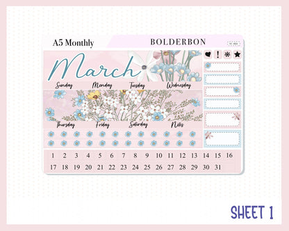 MARCH A5 MONTHLY KIT || Planner Stickers for Erin Condren