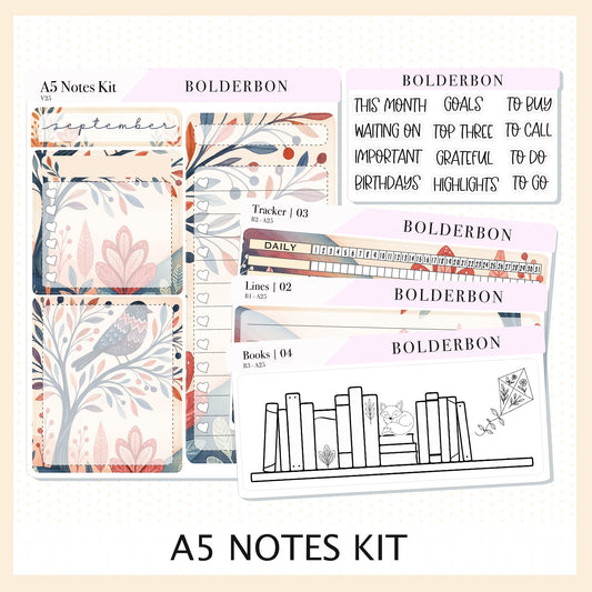 SEPTEMBER A5 Notes Kit || New Layout 2025/2026, Planner Sticker Kit for Erin Condren Planners, Windsong Theme