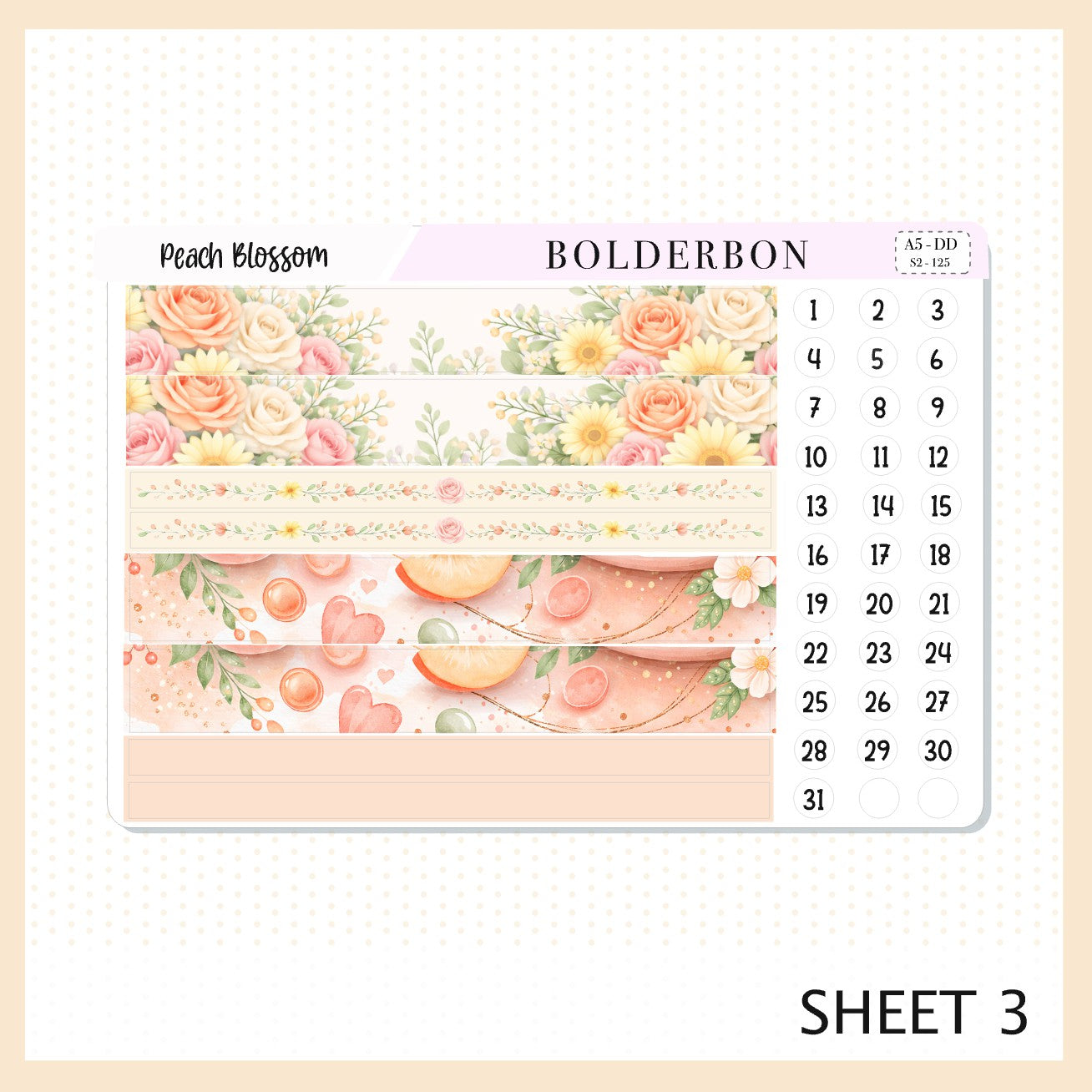 PEACH BLOSSOM A5 Daily Duo || EC Planner Sticker Kit