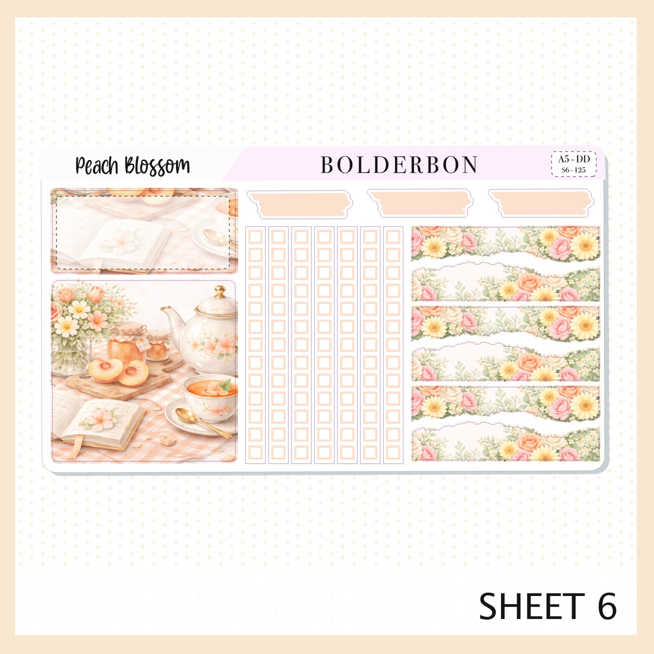 PEACH BLOSSOM A5 Daily Duo || EC Planner Sticker Kit