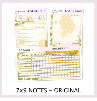 AUGUST 7x9 Notes Kit || Original layout, Sweet Honey, Planner Sticker Kit for Erin Condren Dashboard