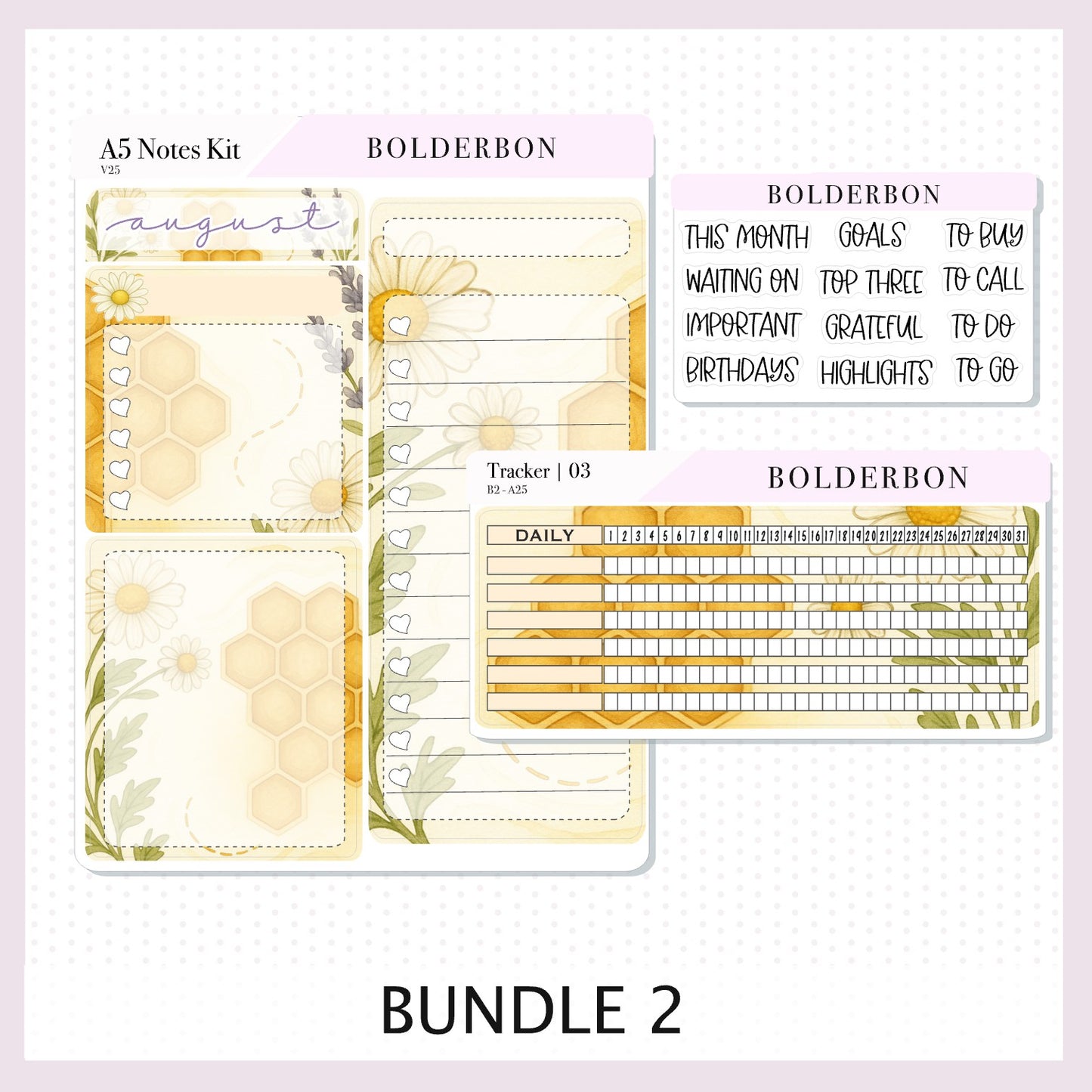 AUGUST A5 Notes Kit || New Layout 2025/2026 Sweet Honey, Planner Sticker Kit for Erin Condren Planners