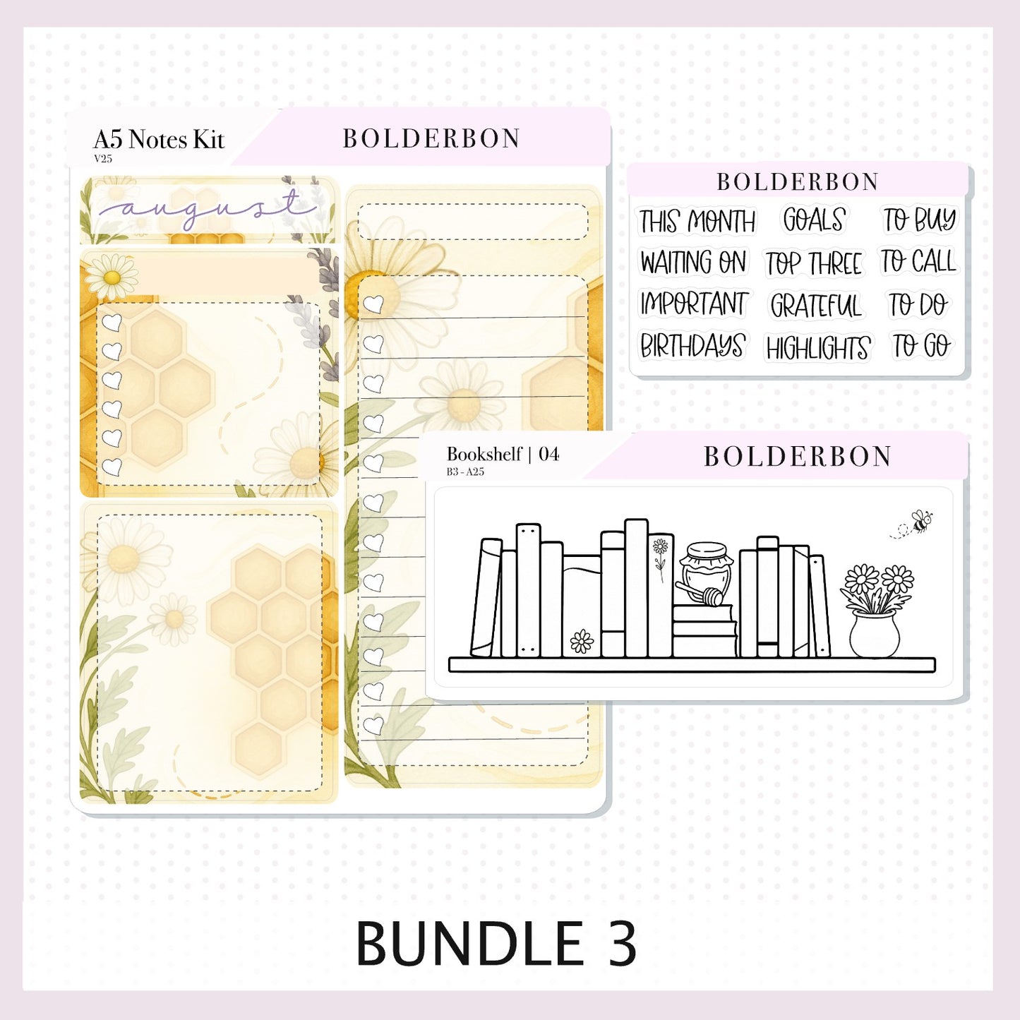 AUGUST A5 Notes Kit || New Layout 2025/2026 Sweet Honey, Planner Sticker Kit for Erin Condren Planners