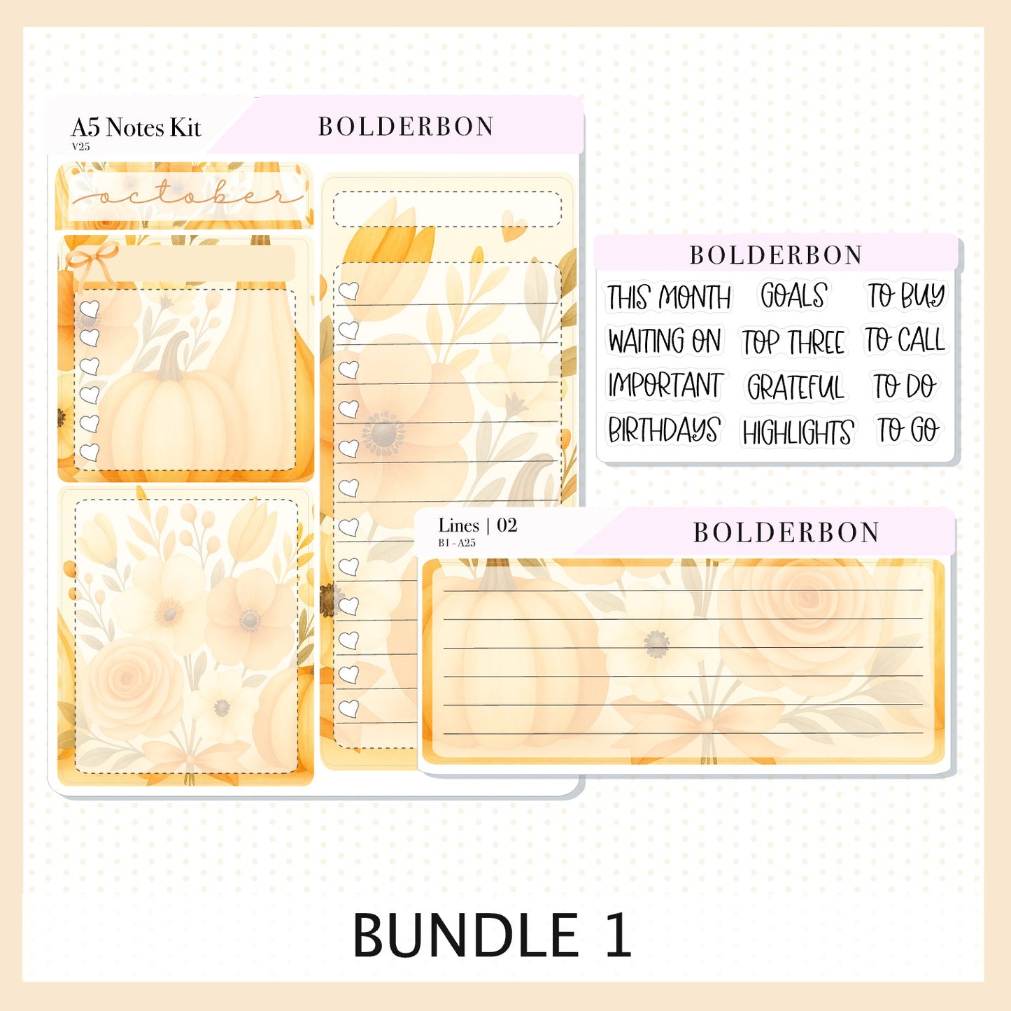 OCTOBER A5 Notes Kit || New Layout 2025/2026, Planner Sticker Kit for Erin Condren Planners, Autumn Light Theme
