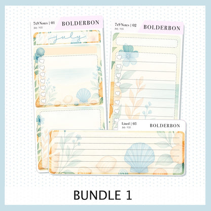 NEW JULY 7x9 Notes Kit ||  2025/2026 Planner Sticker Kit for Erin Condren Planners, Shoreline
