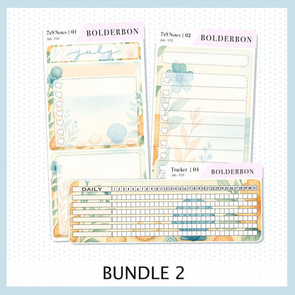 NEW JULY 7x9 Notes Kit ||  2025/2026 Planner Sticker Kit for Erin Condren Planners, Shoreline