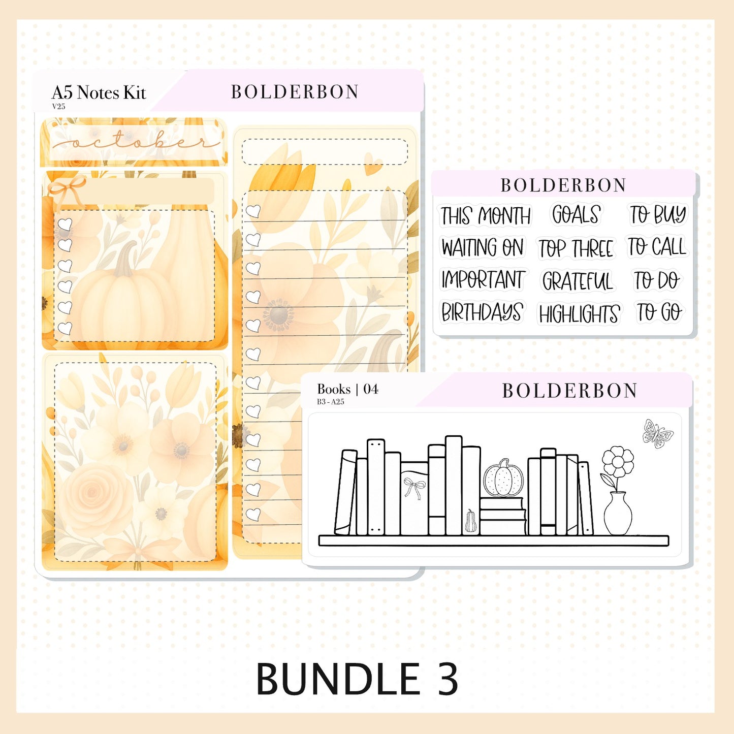 OCTOBER A5 Notes Kit || New Layout 2025/2026, Planner Sticker Kit for Erin Condren Planners, Autumn Light Theme