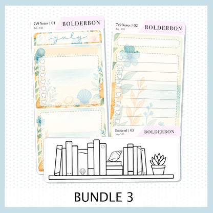 NEW JULY 7x9 Notes Kit ||  2025/2026 Planner Sticker Kit for Erin Condren Planners, Shoreline