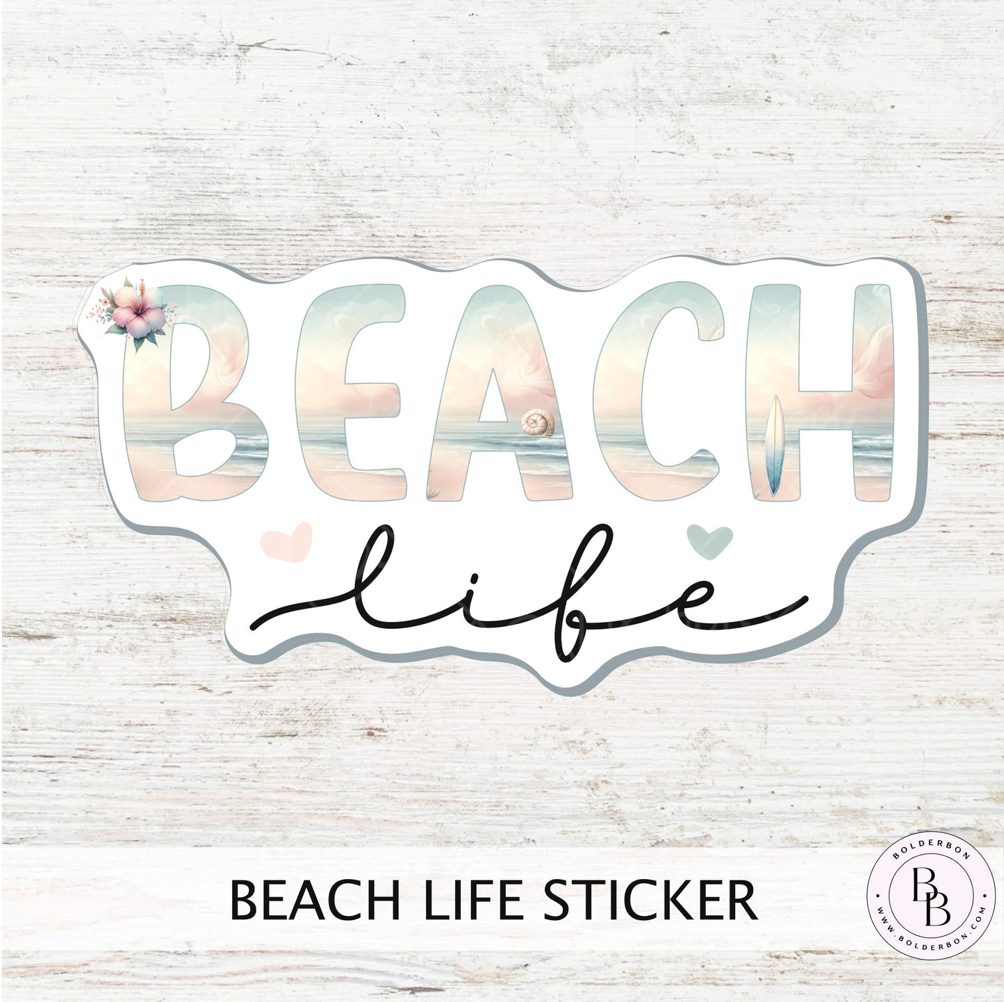 BEACH LIFE sticker || Ocean, Summer, Surf Sticker, coastal artwork nature sticker beach sticker floral