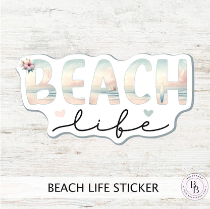 BEACH LIFE sticker || Ocean, Summer, Surf Sticker, coastal artwork nature sticker beach sticker floral