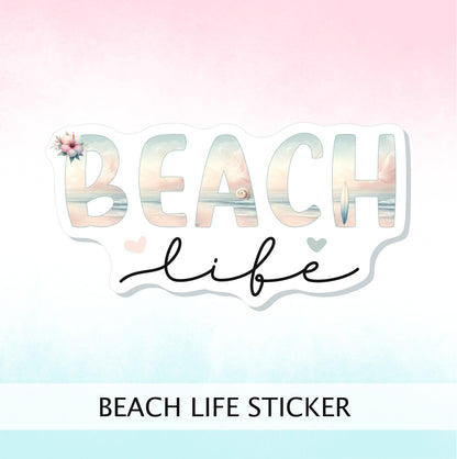 BEACH LIFE sticker || Ocean, Summer, Surf Sticker, coastal artwork nature sticker beach sticker floral