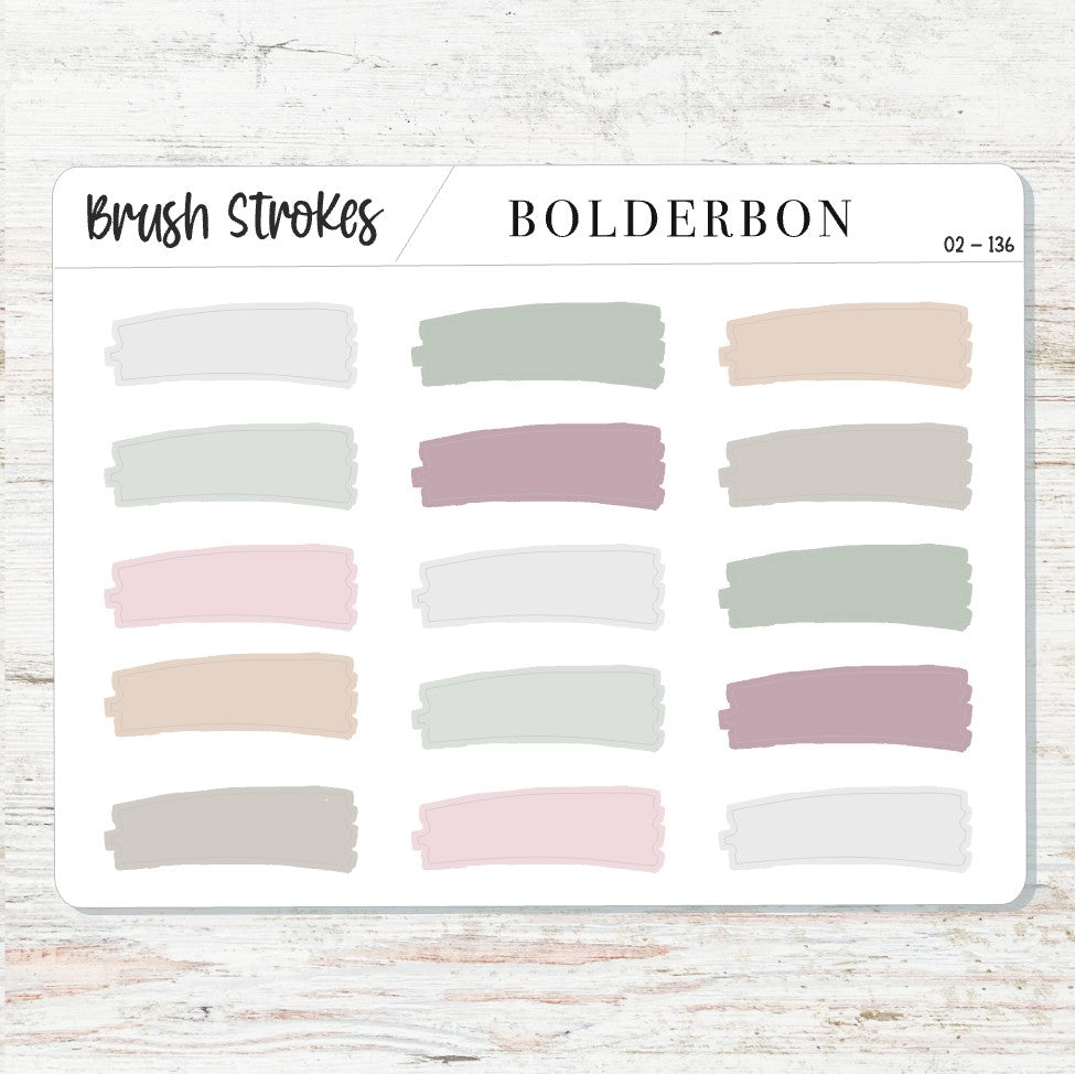 BRUSH STROKES Aesthetic || Neutral Planner Sticker Labels, Paint Brush swatches, Minimal, Functional