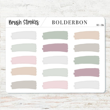 BRUSH STROKES Aesthetic || Neutral Planner Sticker Labels, Paint Brush swatches, Minimal, Functional