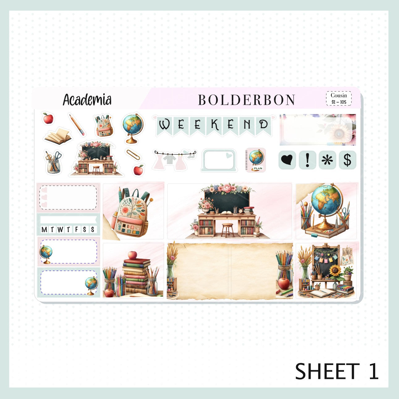 ACADEMIA Hobonichi Cousin || Planner Sticker Kit