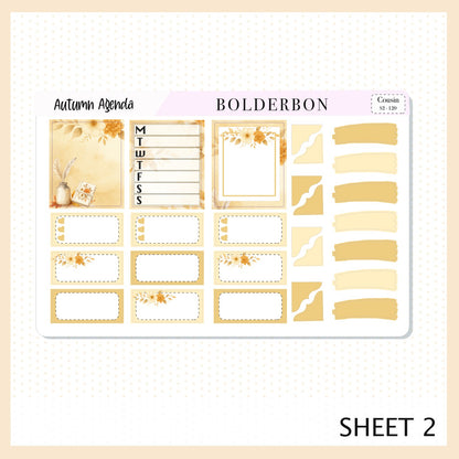 AUTUMN AGENDA Hobonichi Cousin || A5 Planner Sticker Kit, Cozy Fall Floral Planner Stickers, Autumn Aesthetic Vibe